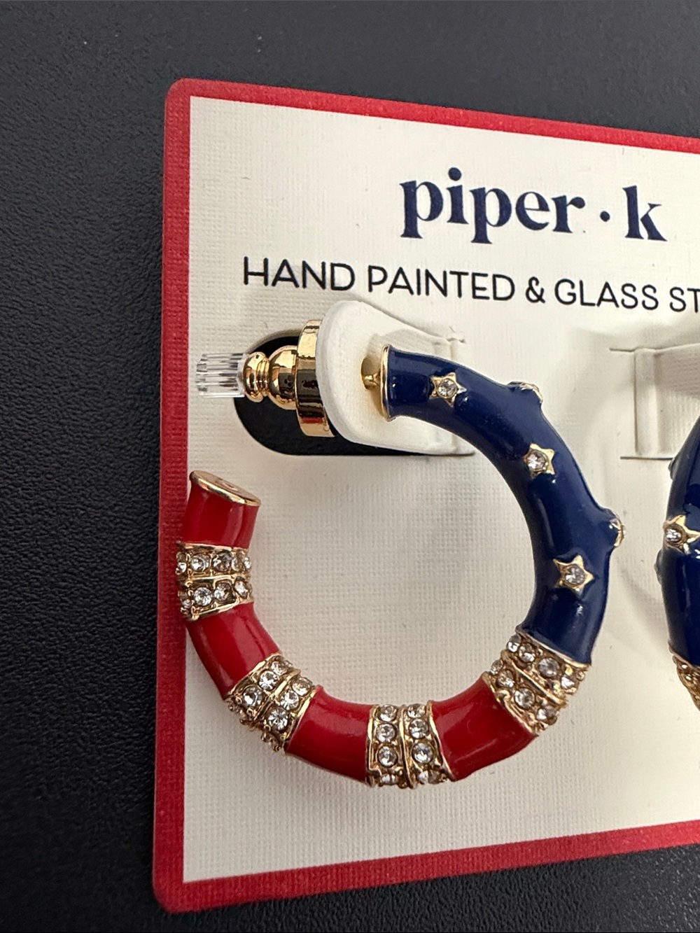 Piper K | 4th of July Americas Birthday Hoop Rhinestone Earrings 🇺🇸 - Picture 3 of 5